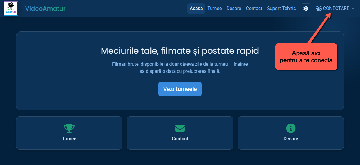 Dropdown de conectare