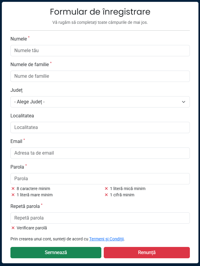 Formular de inregistrare